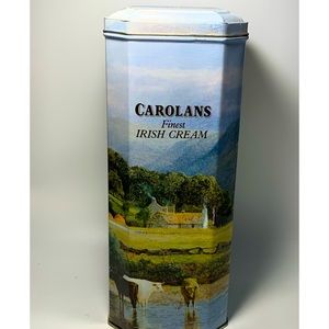 Vintage Tin Hinged Carolans Finest Irish Cream Tin Country Scene Farmhouse Decor